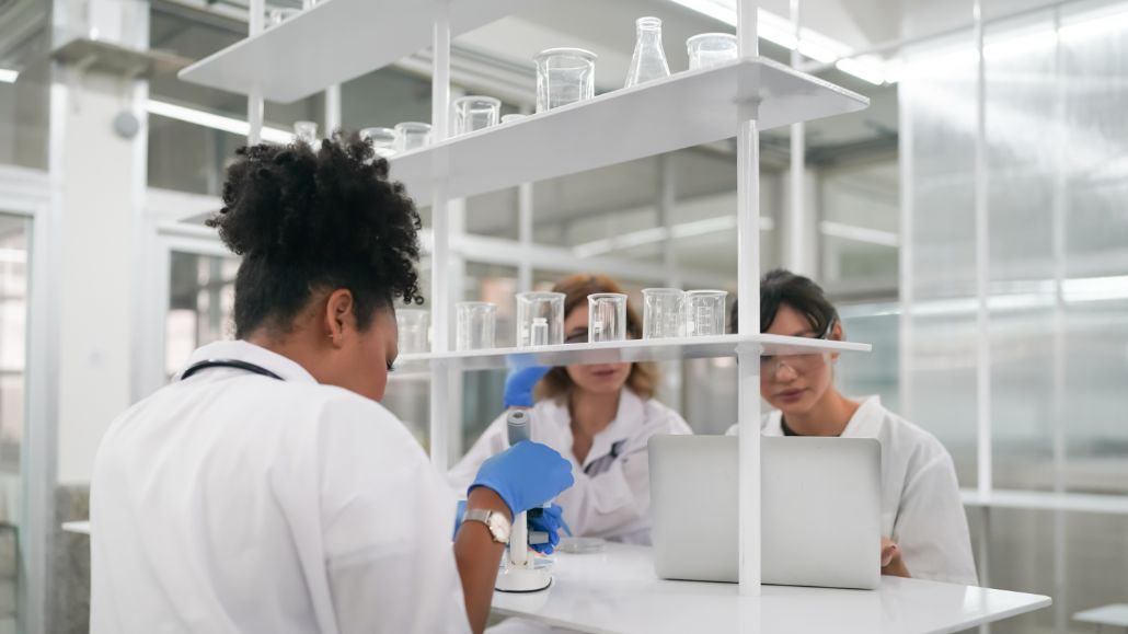 Scientist holding scientific experiment in the lab